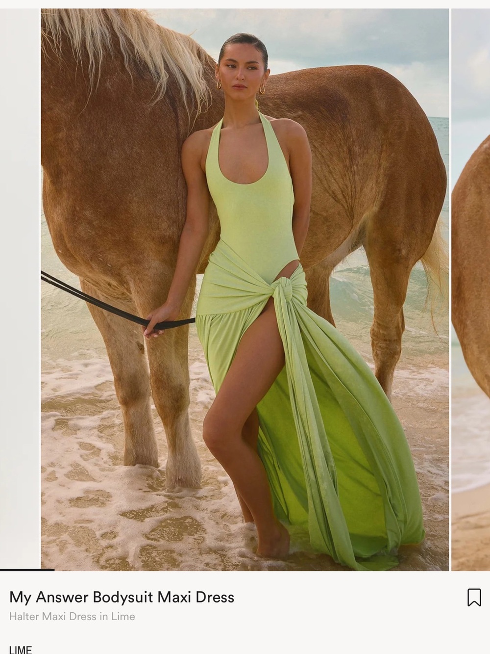 Peppermayo Lime Halter Bodysuit Maxi Dress